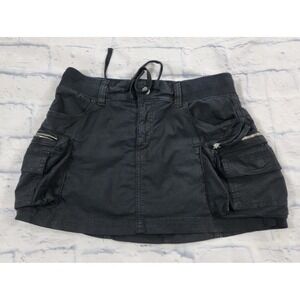 American Eagle Outfitters WOMENS 0 Black Cargo Mini Skirt Pockets Button